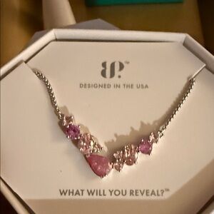 Elegant BP Silver Necklace with Pink and Purple Gems